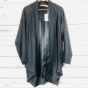 Marie Oliver 100% Silk Kimono Kaftan Draped Cardigan Jacket Black